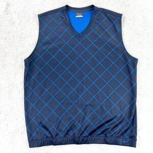 Nike Golf‎ Vest Mens XL Blue Argyle Sleeveless Performance Pullover Athletic